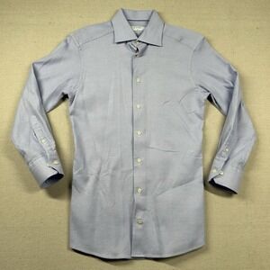 Eton Shirt Mens 15.5 Slim Fit Lyocell *Altered* Button Dressy Modern Solid Slim